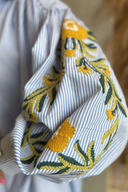 Hutton Crewel Work Shirt Sky